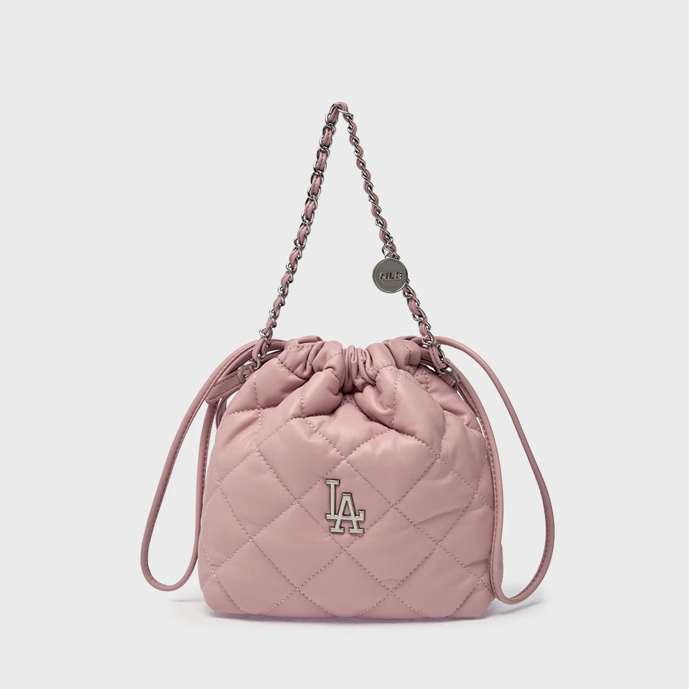 基本款 絎縫 PU 迷你 水桶 斜揹袋 LA (L.Pink)