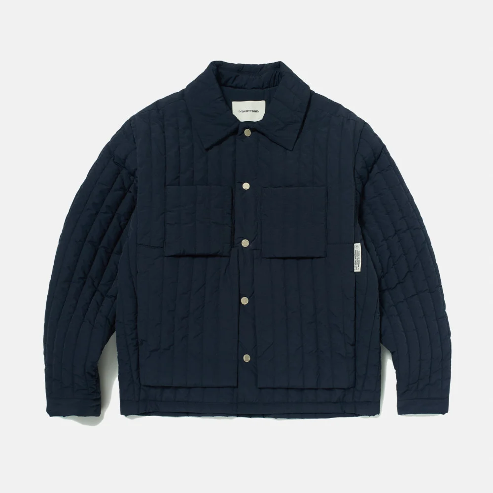 Vertical Quilting Padded Jacket (DARK NAVY)