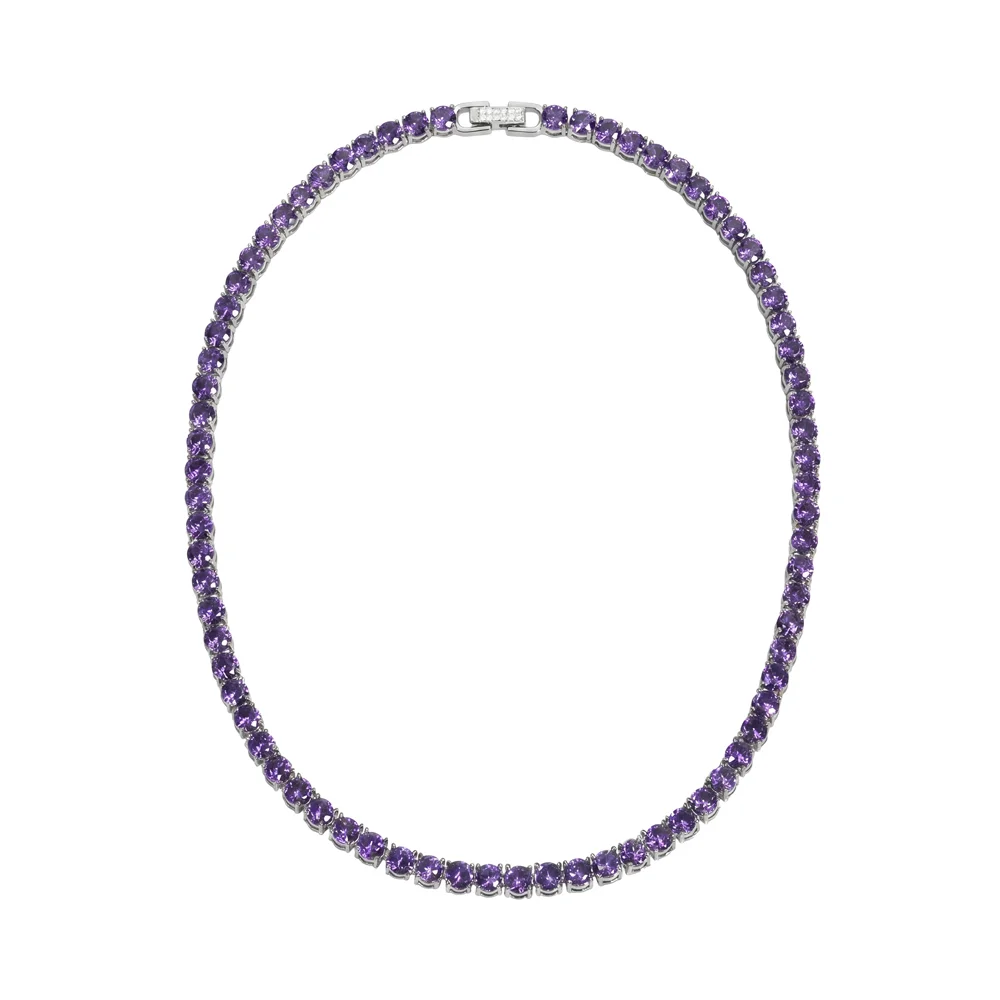 蛇紋 網球 水鑽 頸鏈_紫色 Snake tennis Cubic Necklace_Purple
