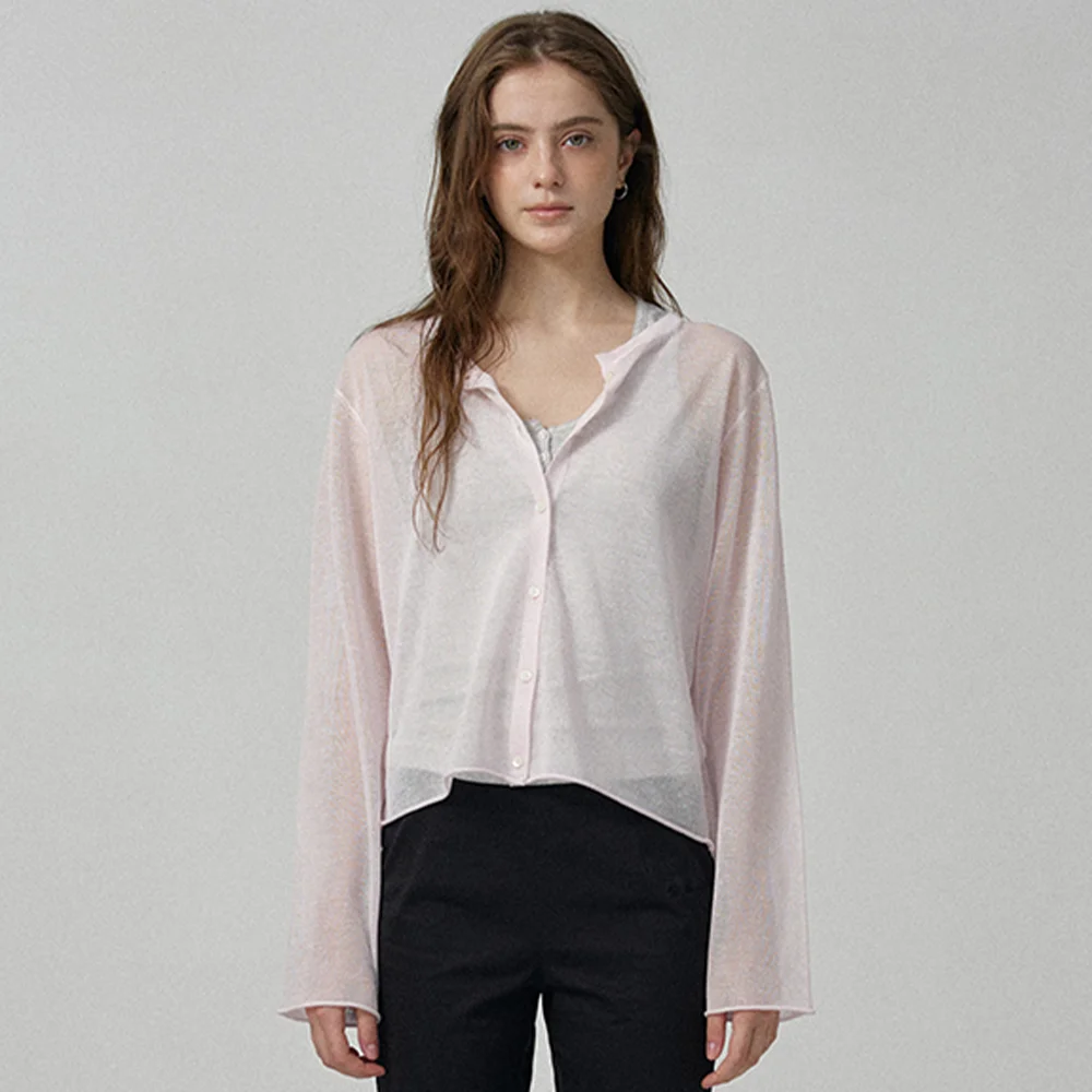 Hyled Linen Button Cardigan_Light Pink