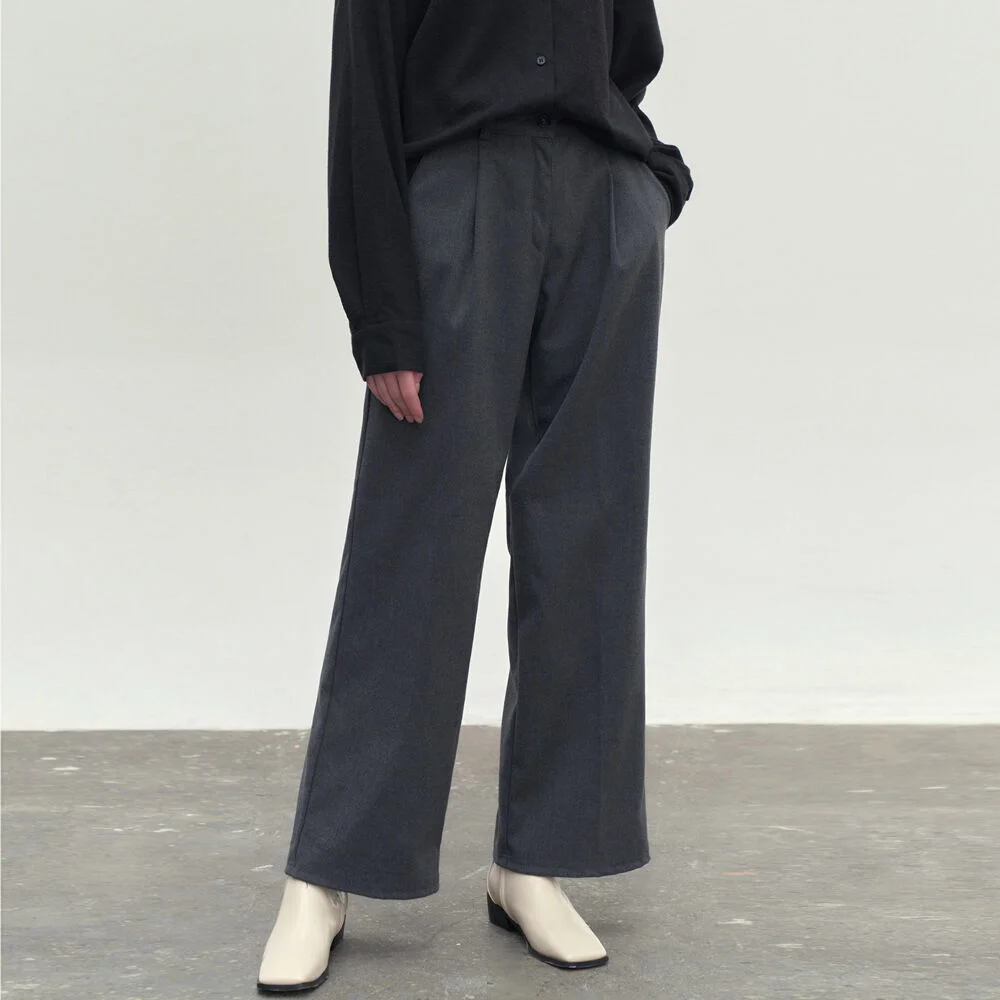 SIGNATURE WOOL SLACKS_GRAY