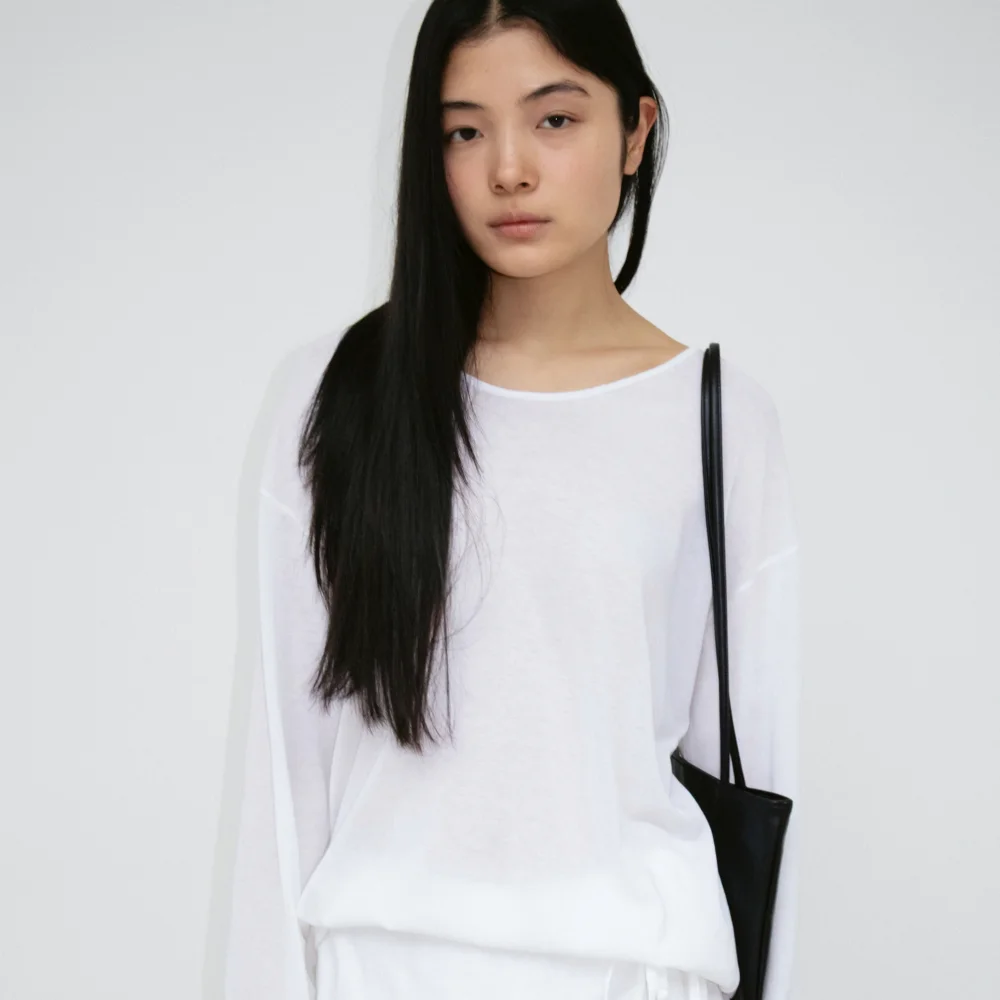 U-Neck Long Sleeve Knit (Ivory / Gray / Light Gray / Khaki)