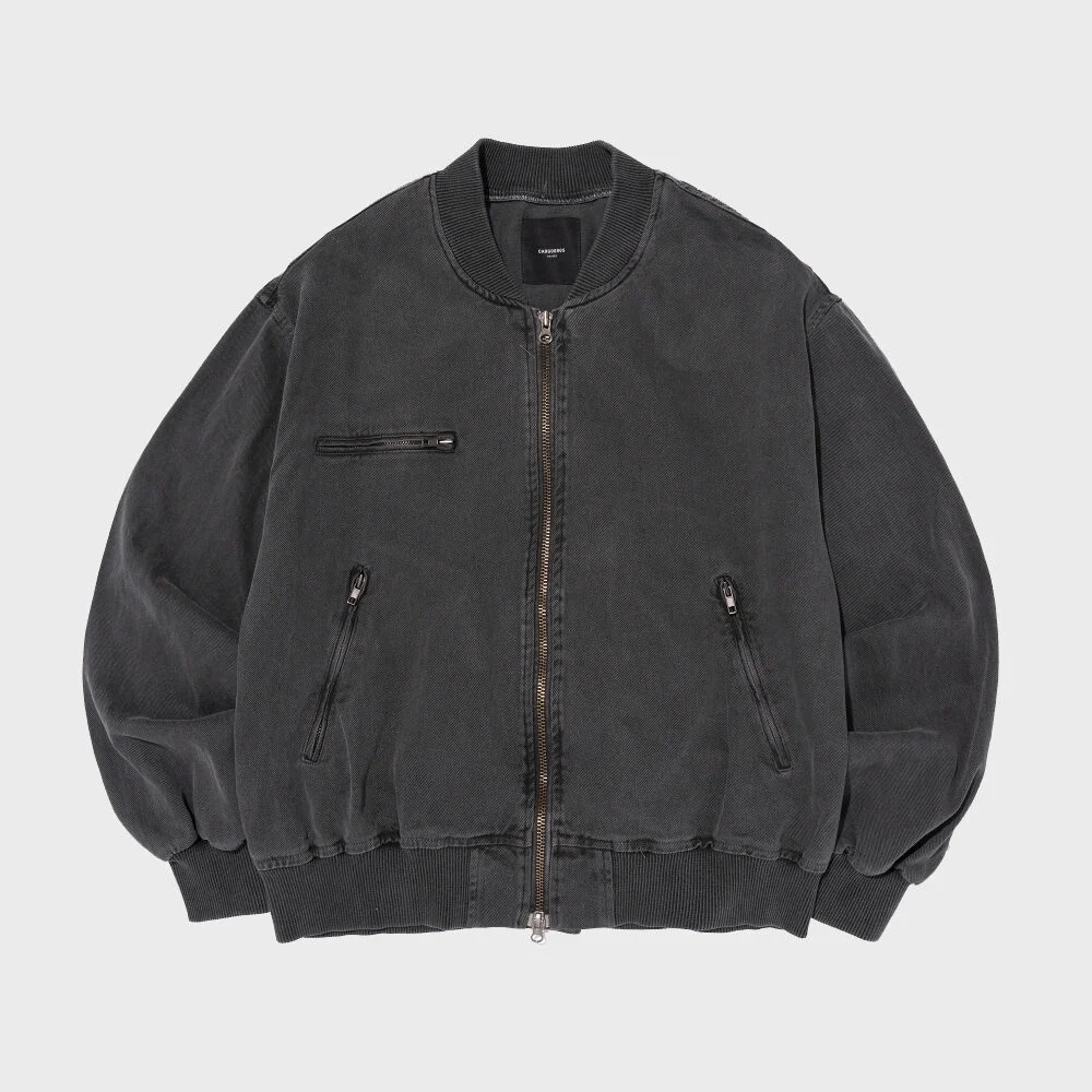 PIGMENT WASHED BLOUSON JACKET (CHARCHOL)