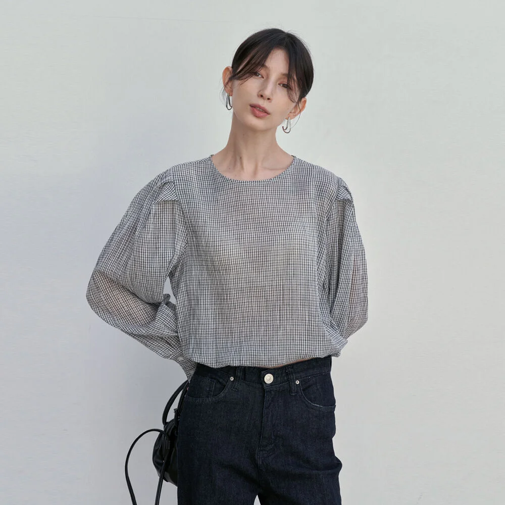 CHECK POINT BLOUSE_IVORY