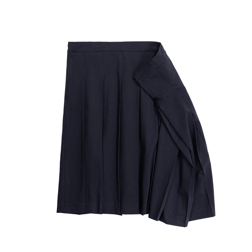 DRAPE PLEATS SKIRT - NAVY
