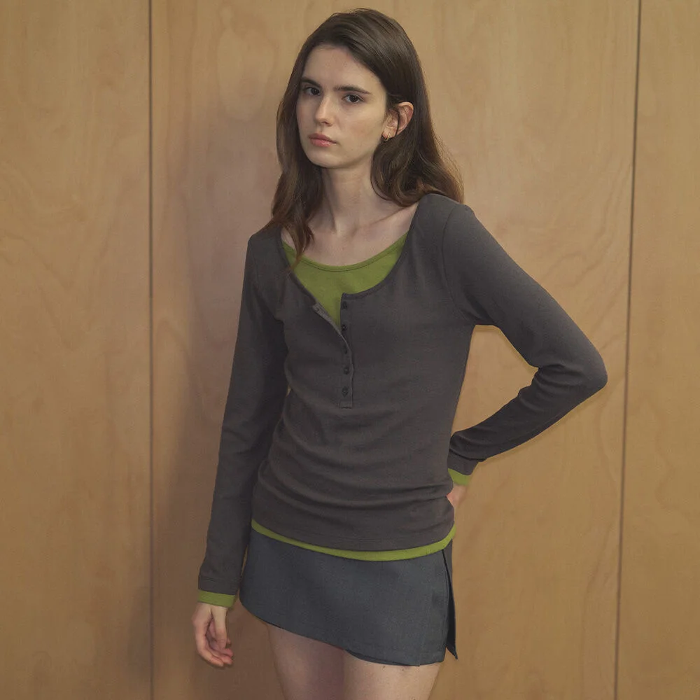 HENRY LAYERED MODAL TEE _Charcoal