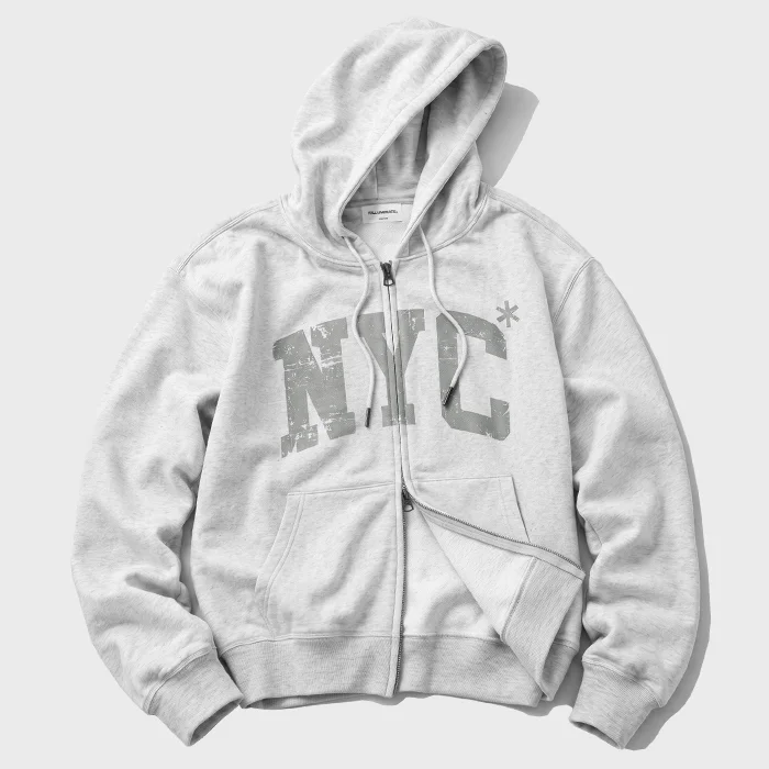 NYC 裂紋 連帽衫 拉鏈-3Color