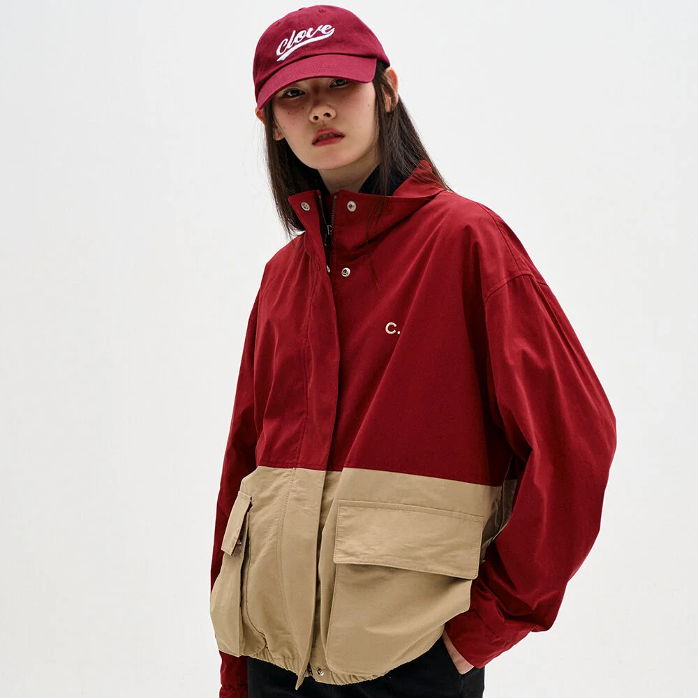 Pocket Cotton Jacket (Burgundy)