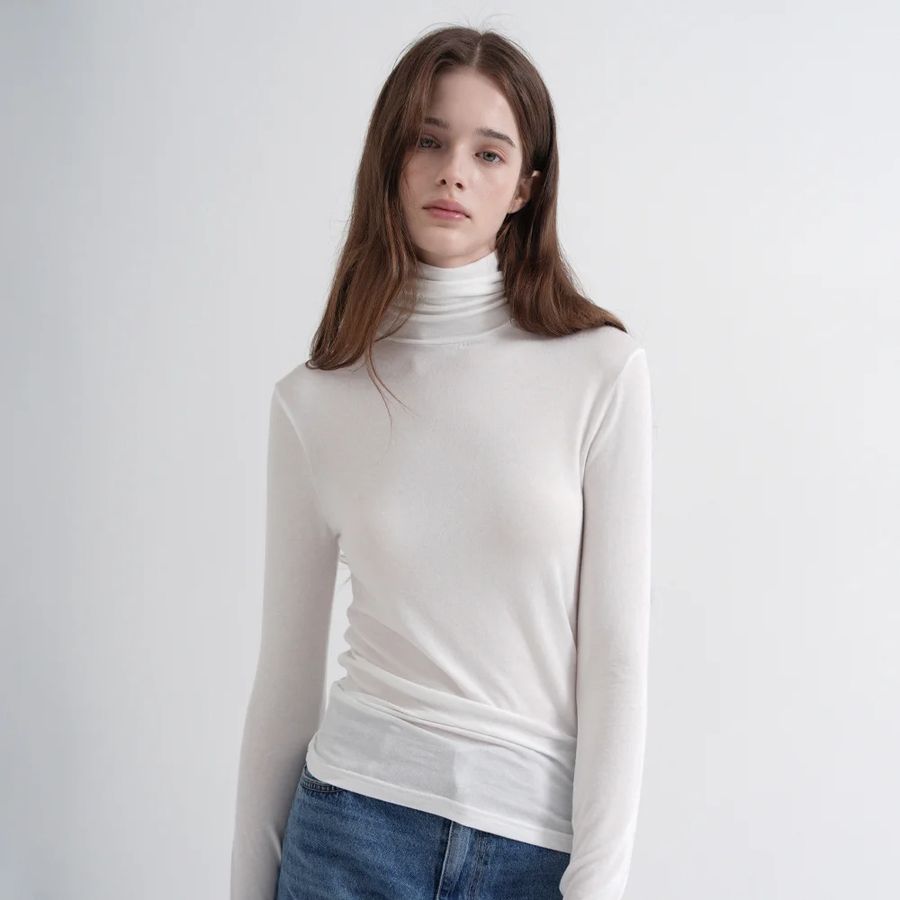 High Neck Span Slim Top (ivory)