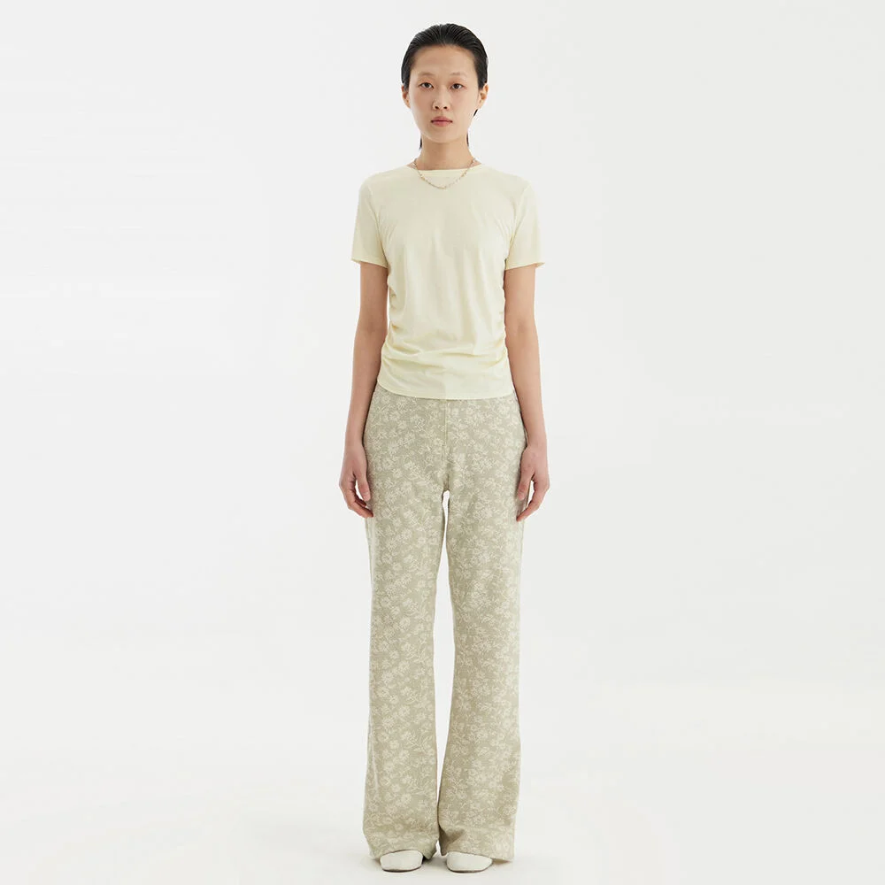 Shirring H/S T-Shirt - Lemon