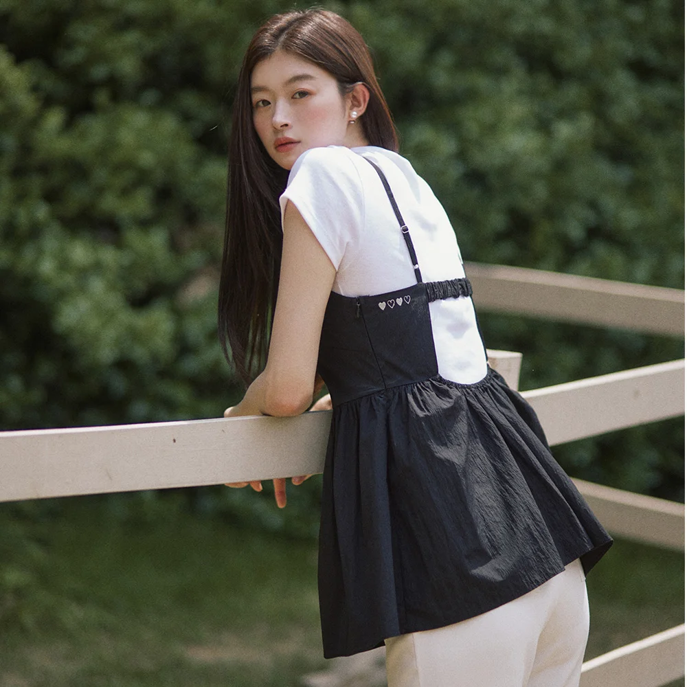 Tink back banding bustier - black