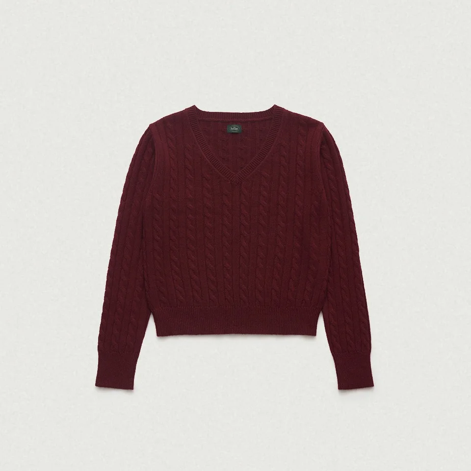 Soft Cashmere V-neck Knit_Burgundy
