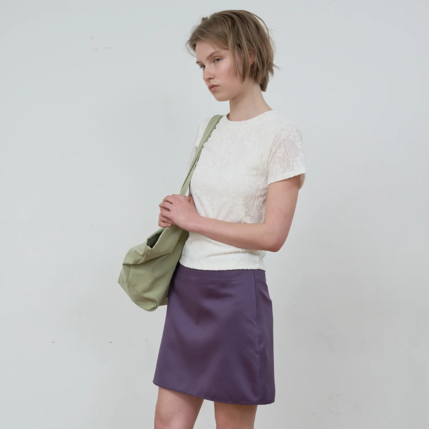 SATIN MINI SKIRT_PURPLE