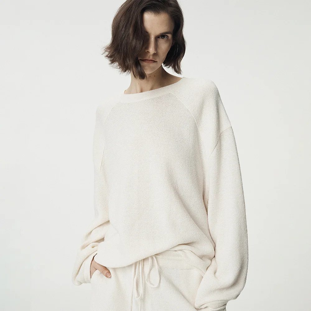 Korean Paper & Boucle Shoulder Pannel Pullover_Daylight