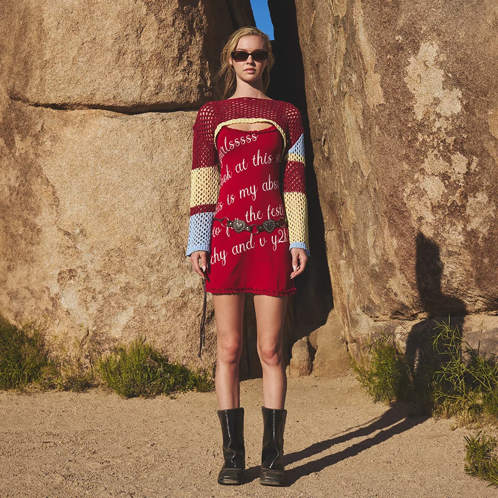 COLORBLOCK SUMMER KNIT TOP BURGUNDY