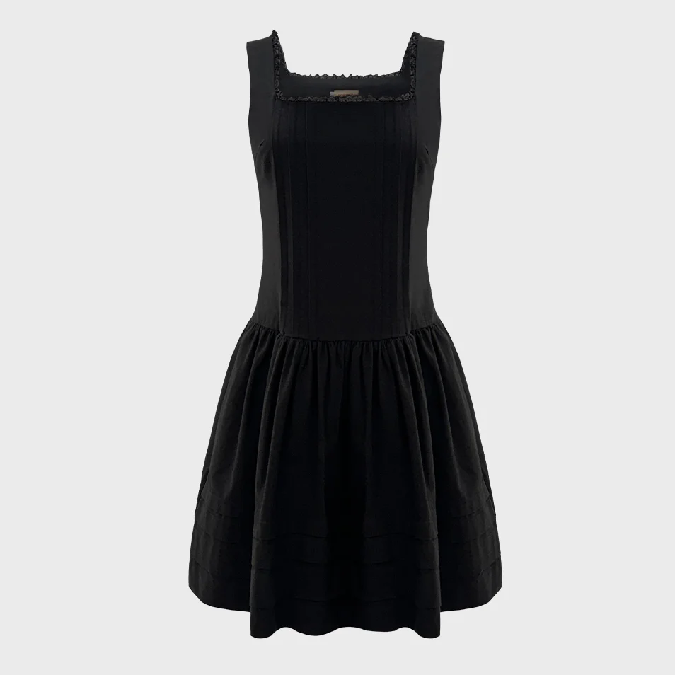 With Cottage Cotton Dress (Black)
