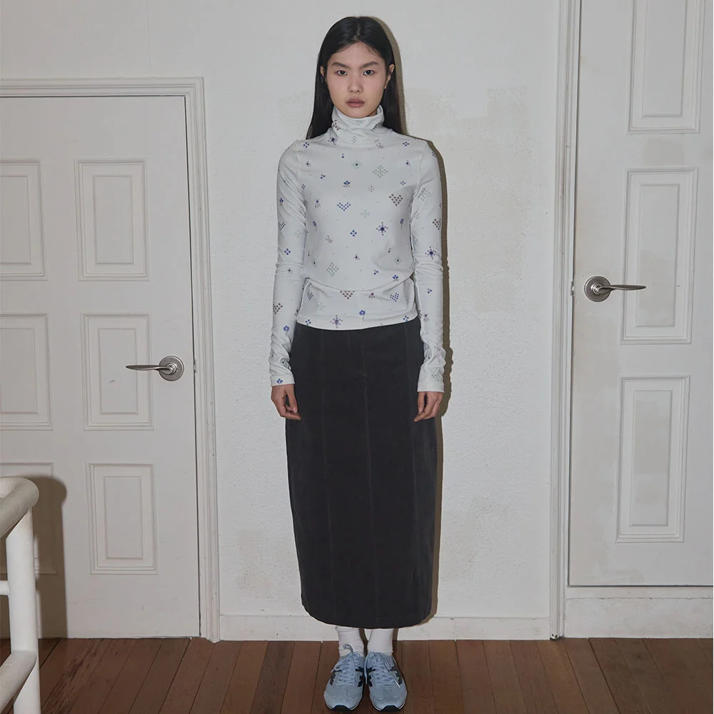 Panneled corduroy skirt - Charcoal