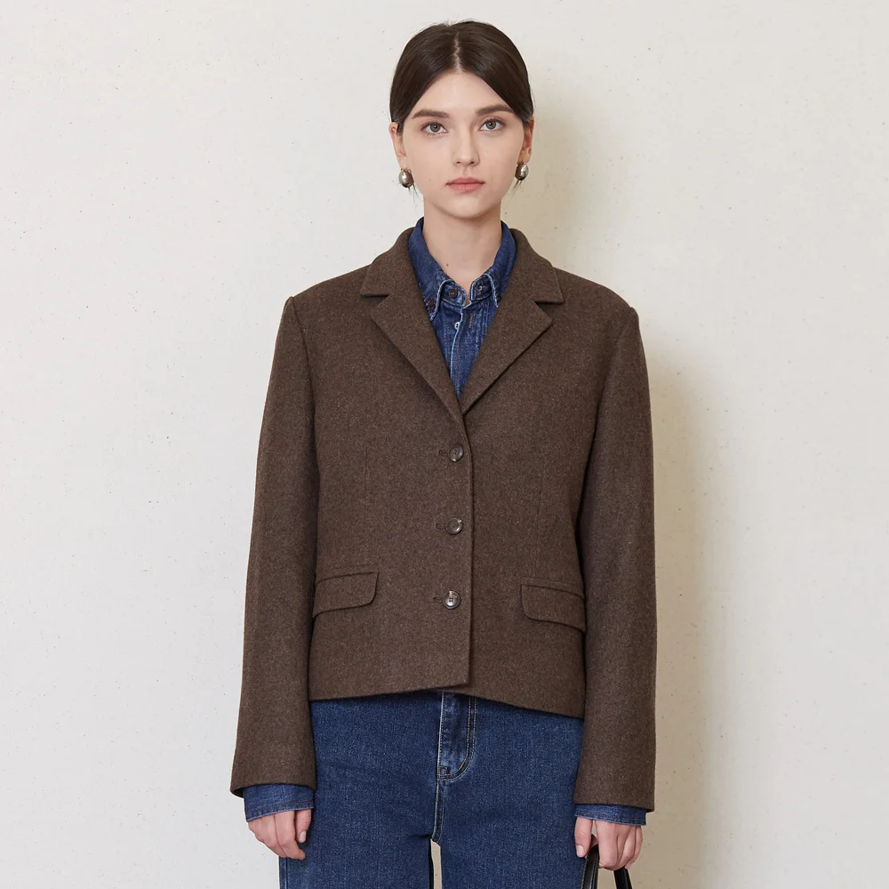 3-button wool jacket_brown