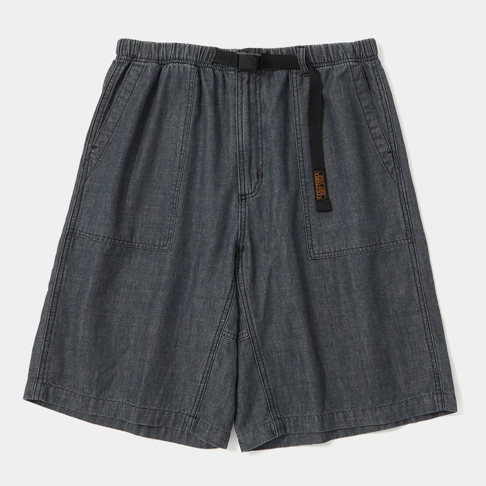 COLUMBIA TRAJAN LABEL BELTED DENIM SHORTS PANTS 黑色牛仔