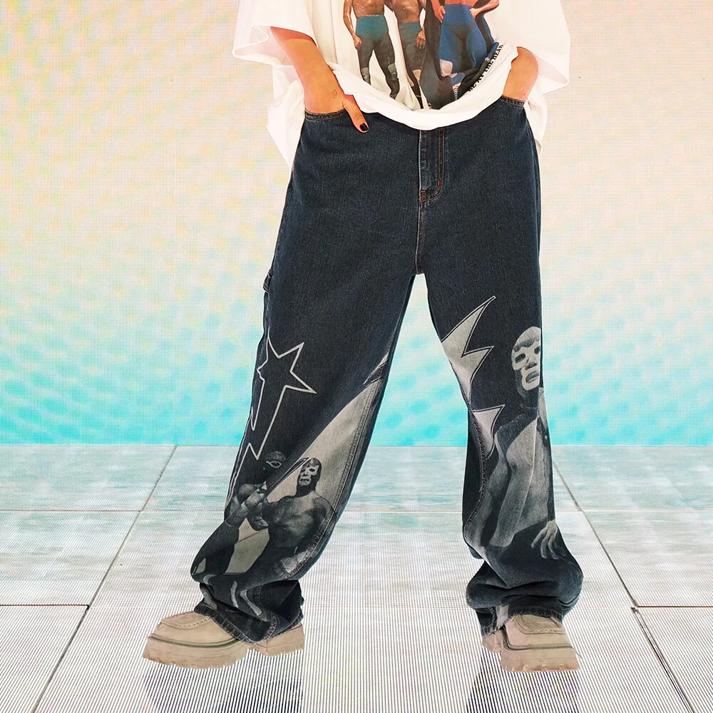 WIDE WRESTLER WASHING DENIM_BLUE