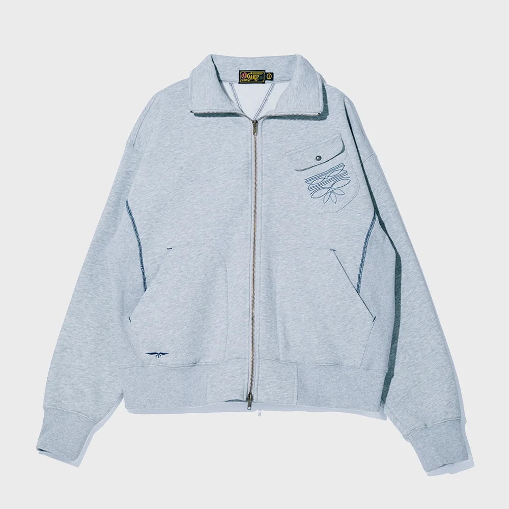 High Neck Zip-up Sweat Shirt Melangegray