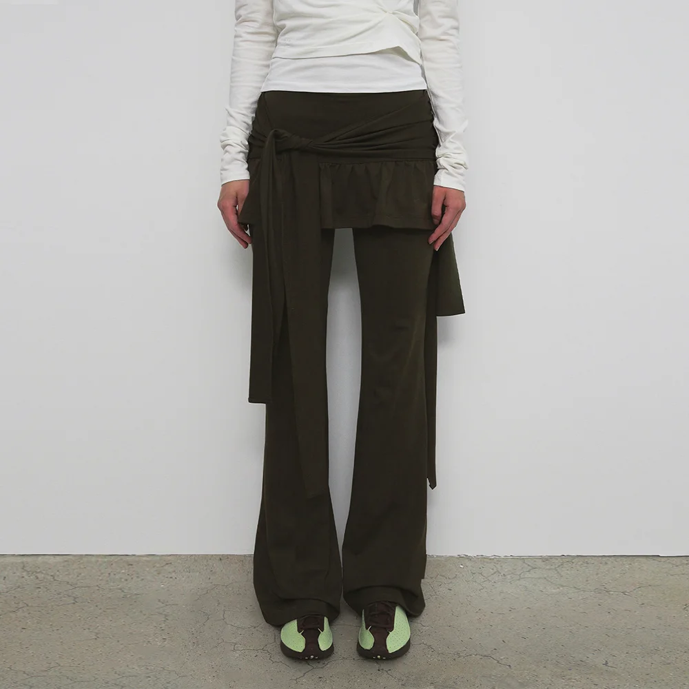 STRAP SKIRT PANTS_KHAKI