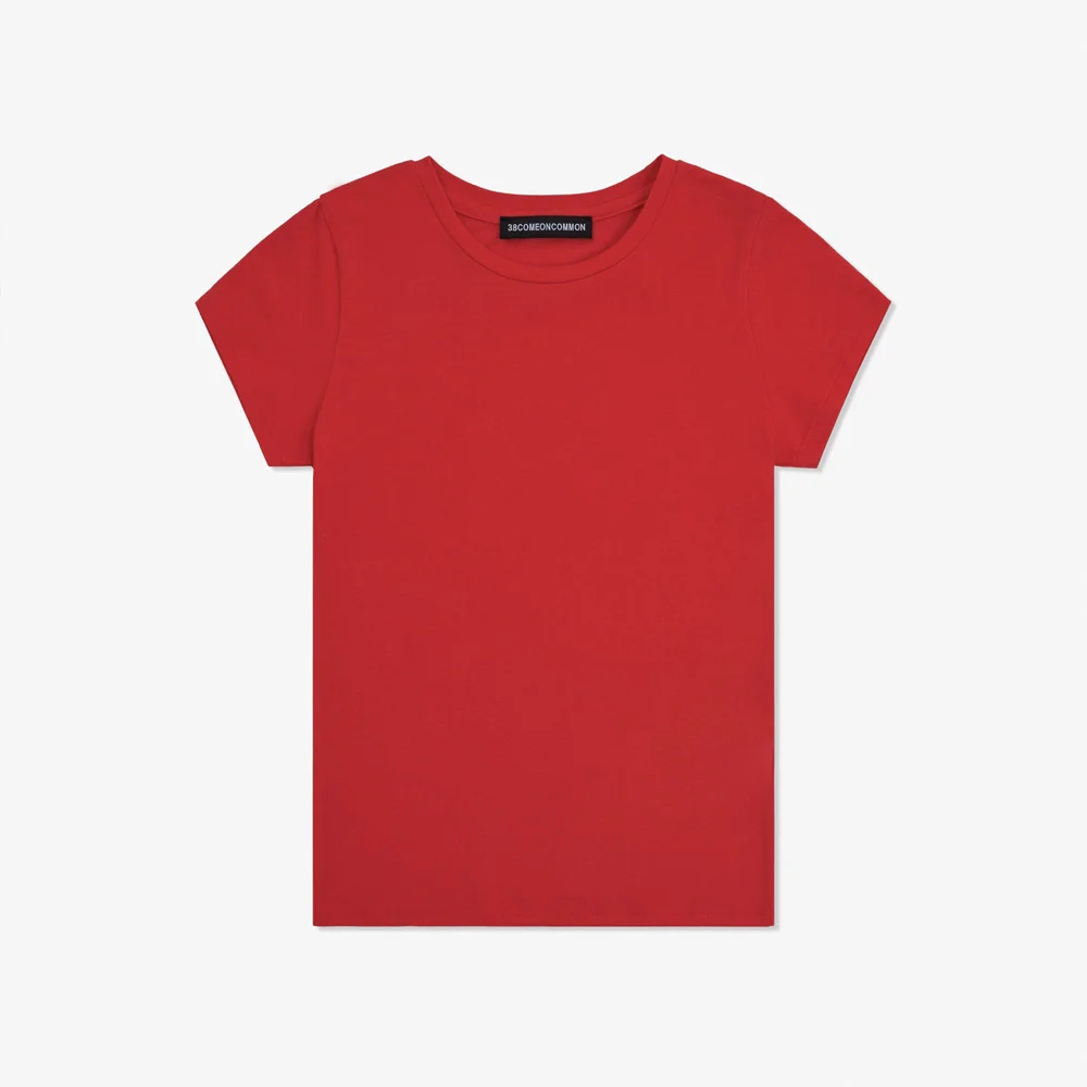 Cap Sleeve Slim T-Shirts (Red)