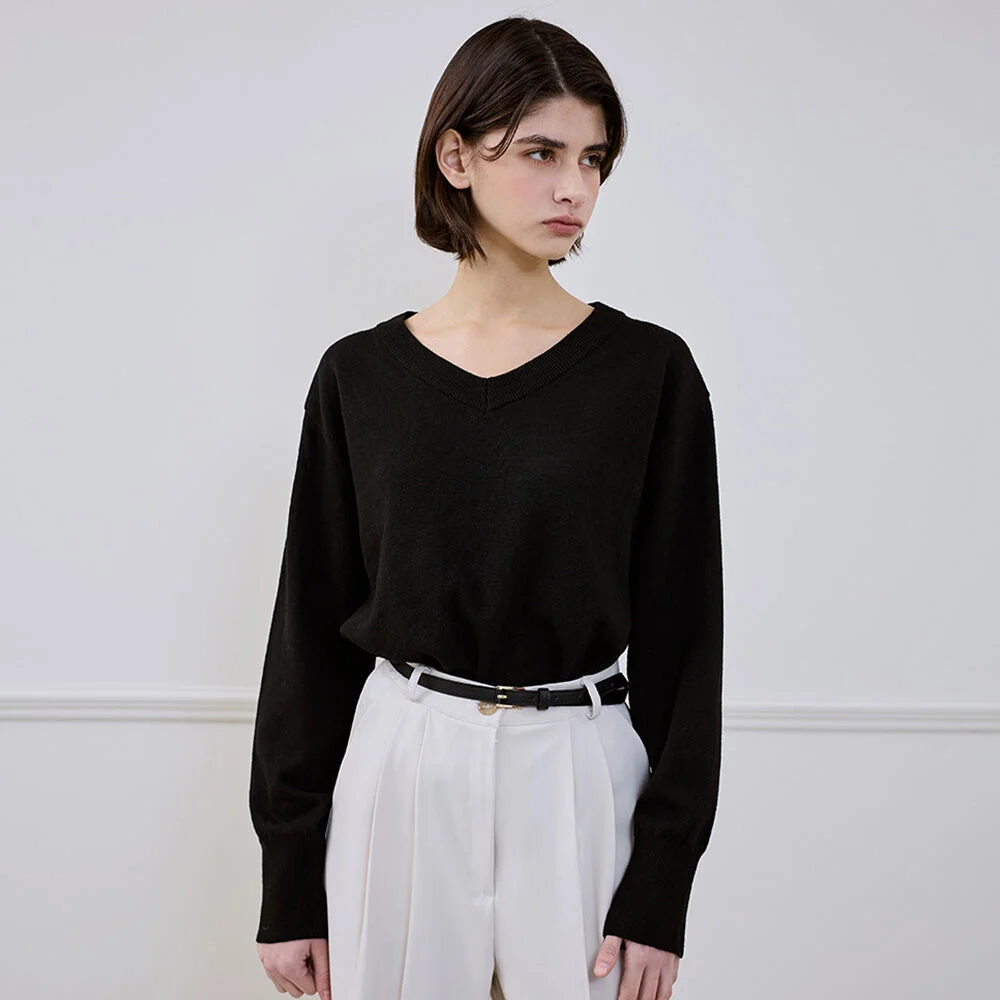 Wool Blended Vneck Knit