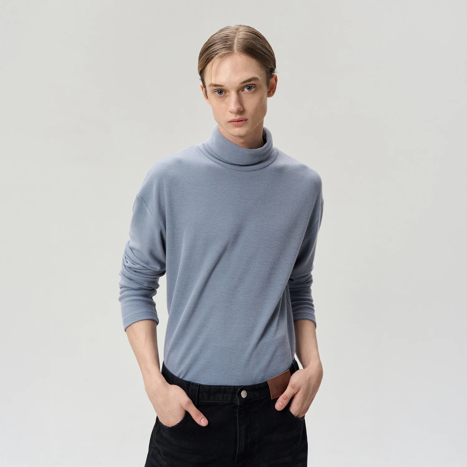 TURTLENECK TOP ASH BLUE