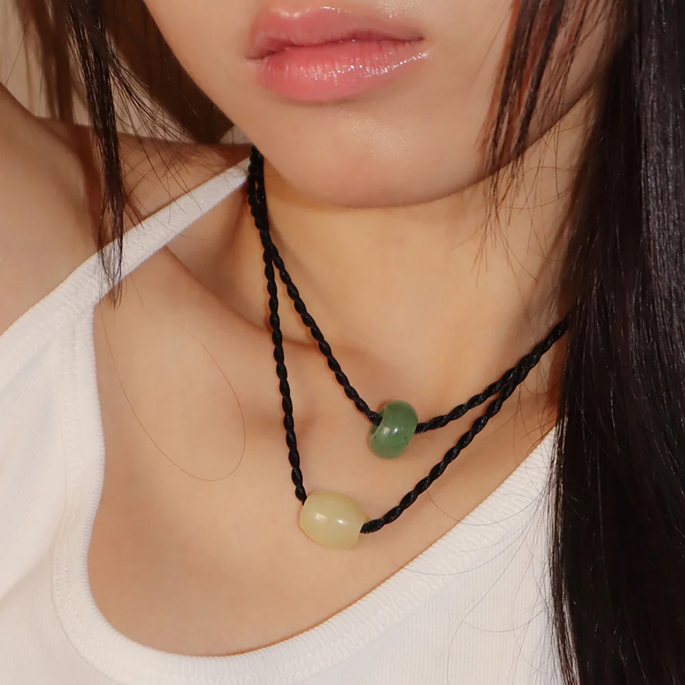 (6color) 天然寶石 束繩 頸鏈 color gem string necklace