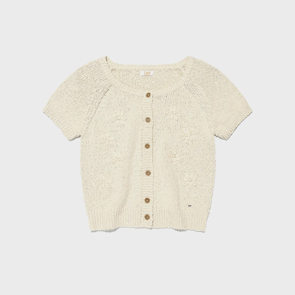 女裝 花卉 刺繡 開襟外套 米色