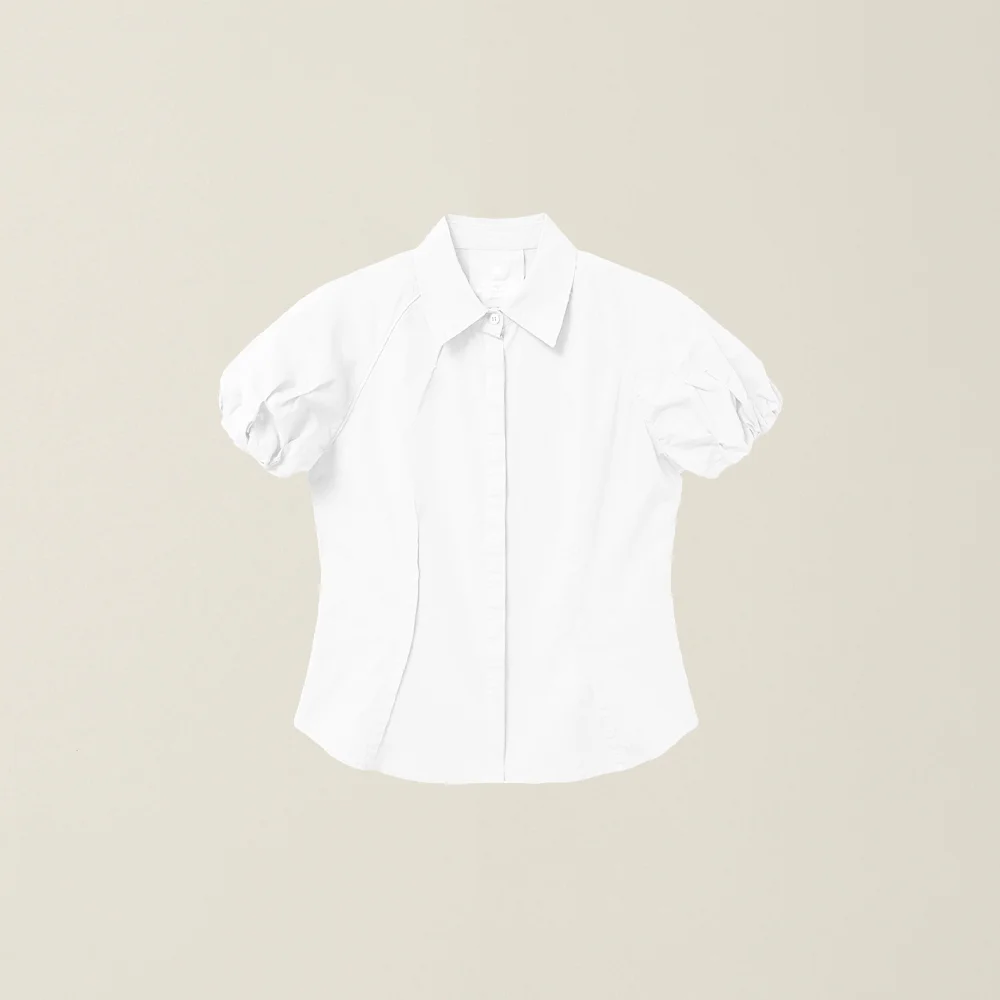 WOMENS BALLOON SLEEVE BLOUSE WHITE