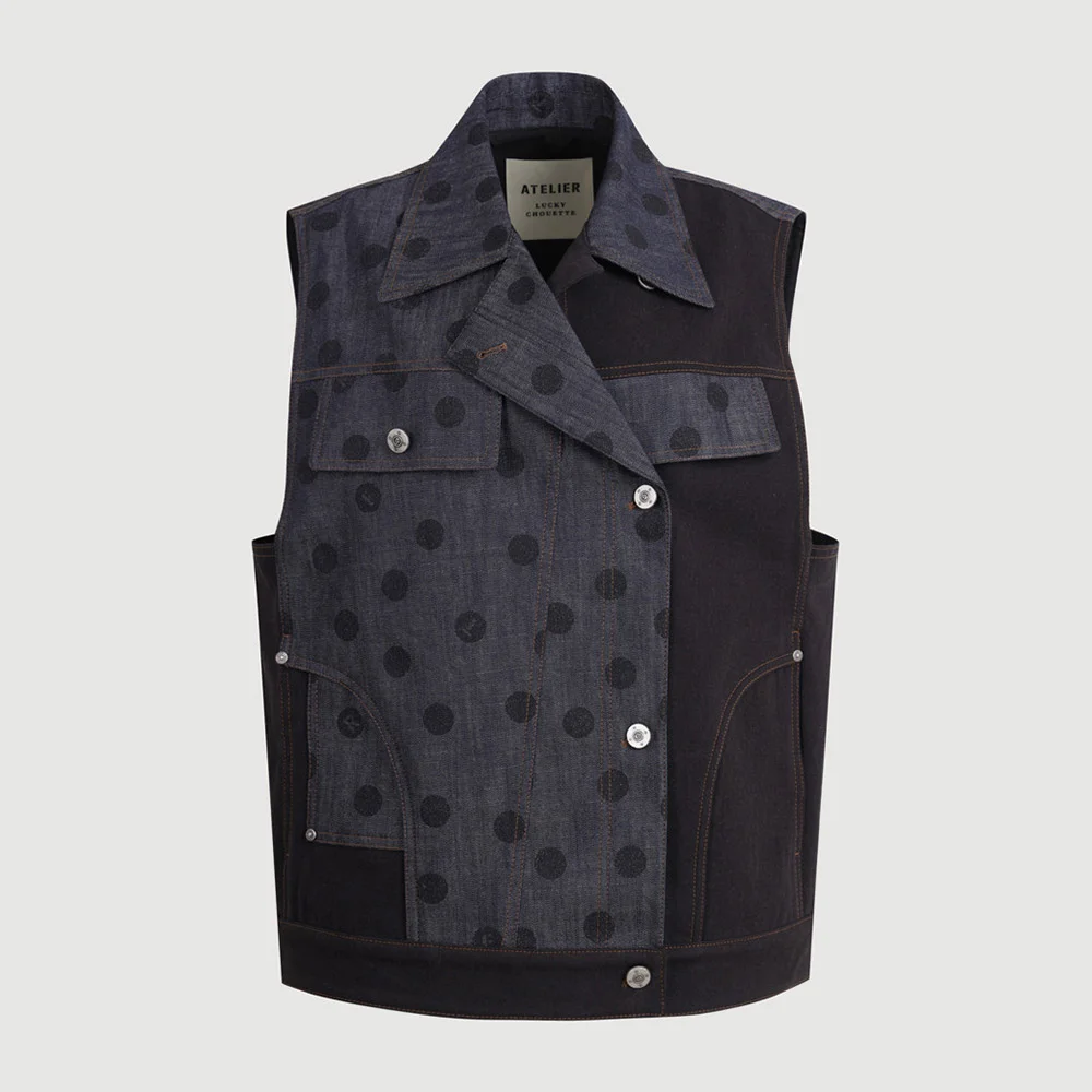Dot Print Vest (dark navy) LFVAM25810NYD