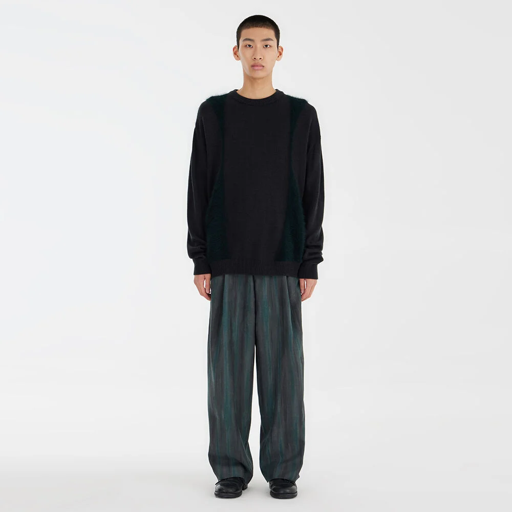 Structured Wide Pants - Blue Green