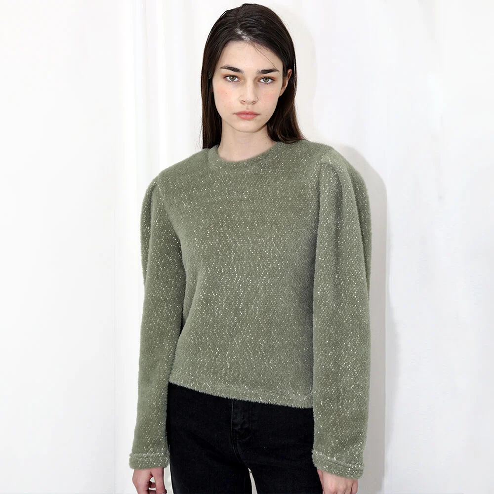 羽絨外套 針織衫 卡其色 T恤_ Puff Fur Knit KK TS