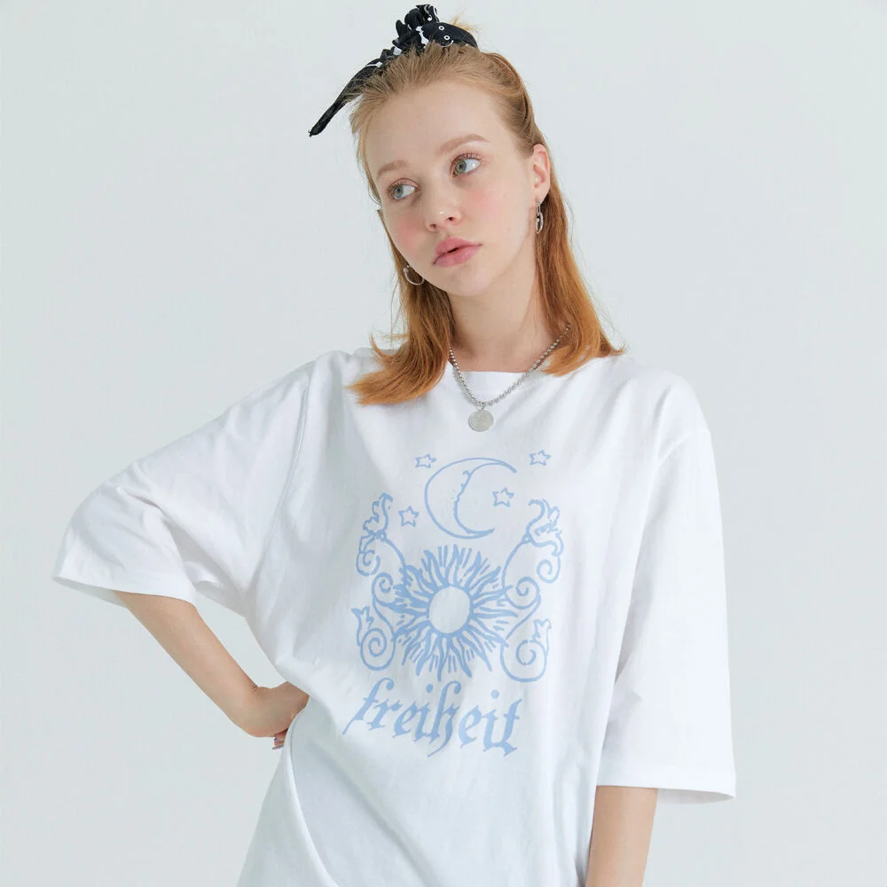 GRAPHIC LOGO OVERSIZE TEE(WHITE)