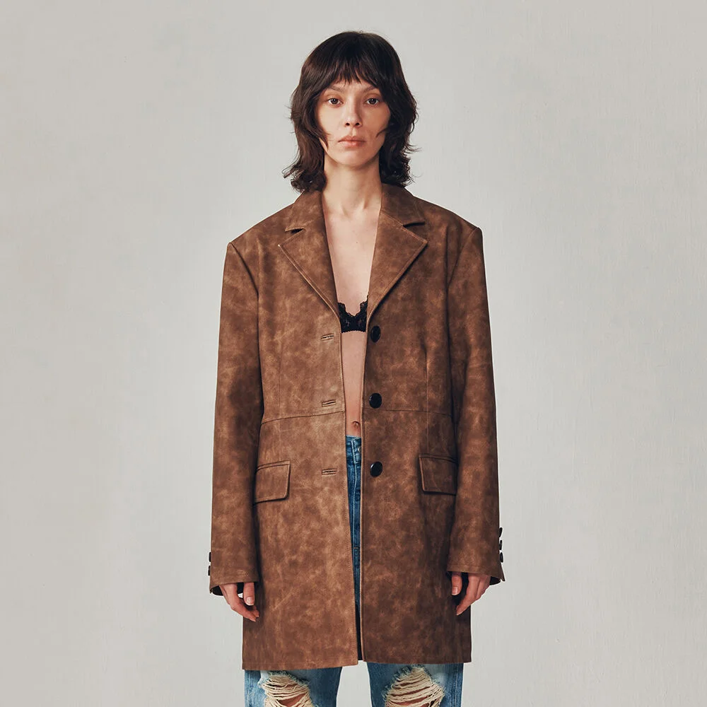 VEGAN LEATHER HALF COAT