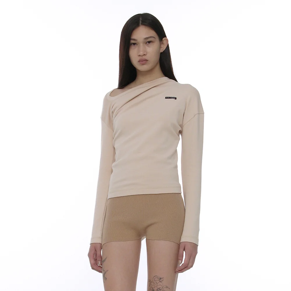 PWC TWIST LONG SLEEVE TEE_CREAM BEIGE