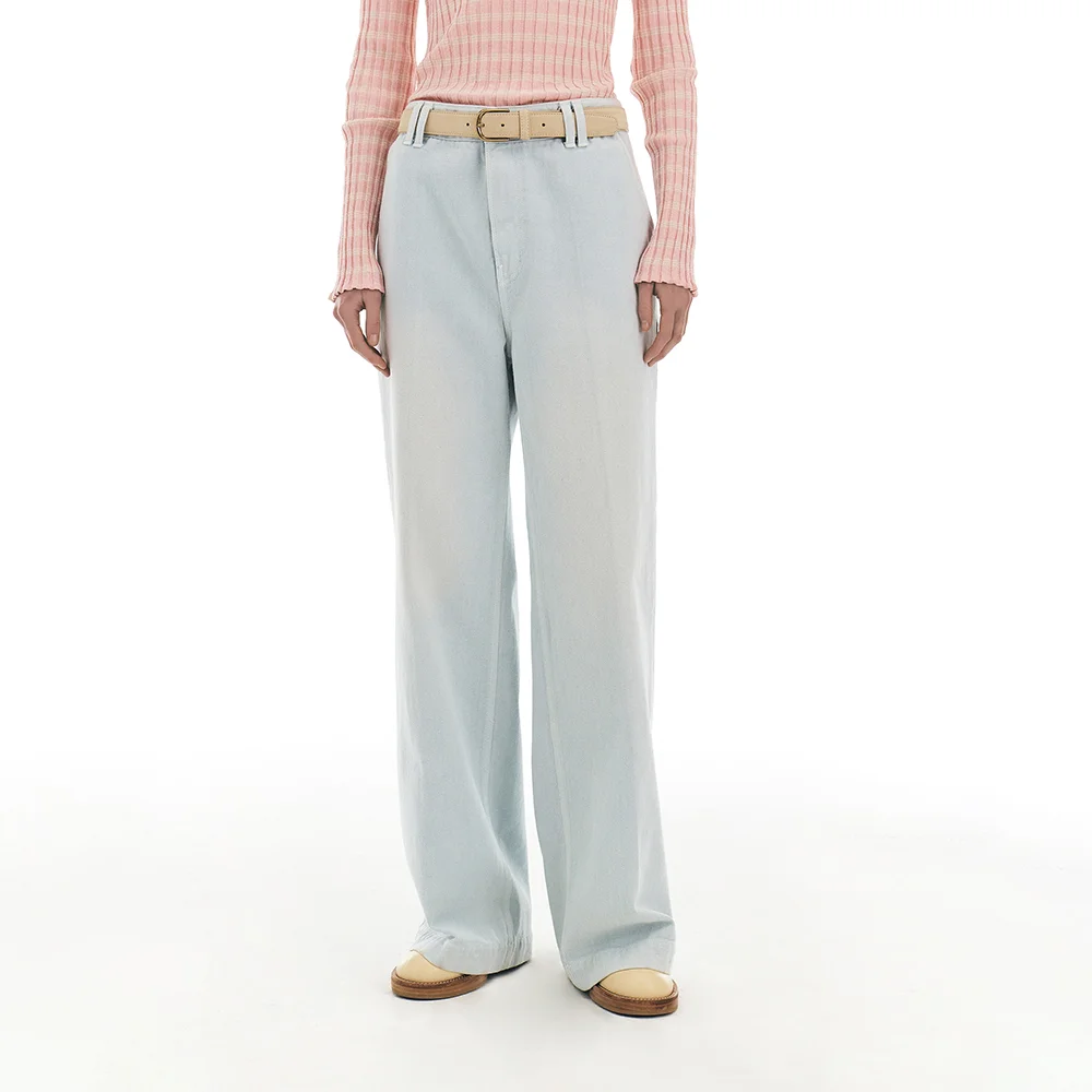 MAT STRAIGHT DENIM PANTS (LIGHT BLUE)
