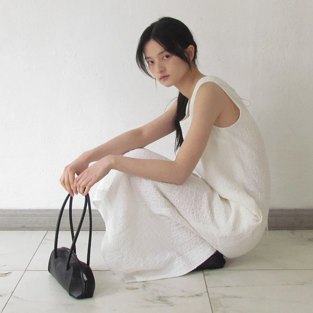 WRINKLE LAYERED DRESS (sand ivory)