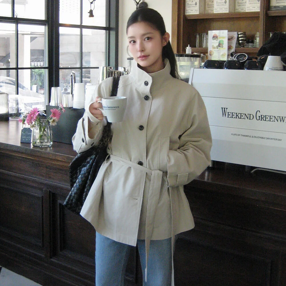 Classic belted trench coat _Light beige