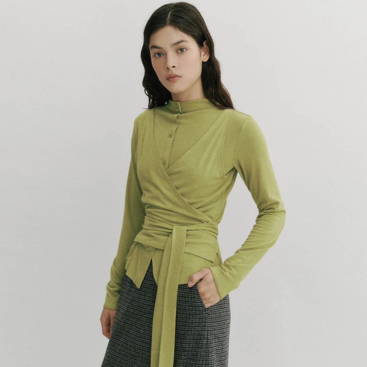 Wrap Bustier 2 In 1 Jersey Top OLIVE GREEN