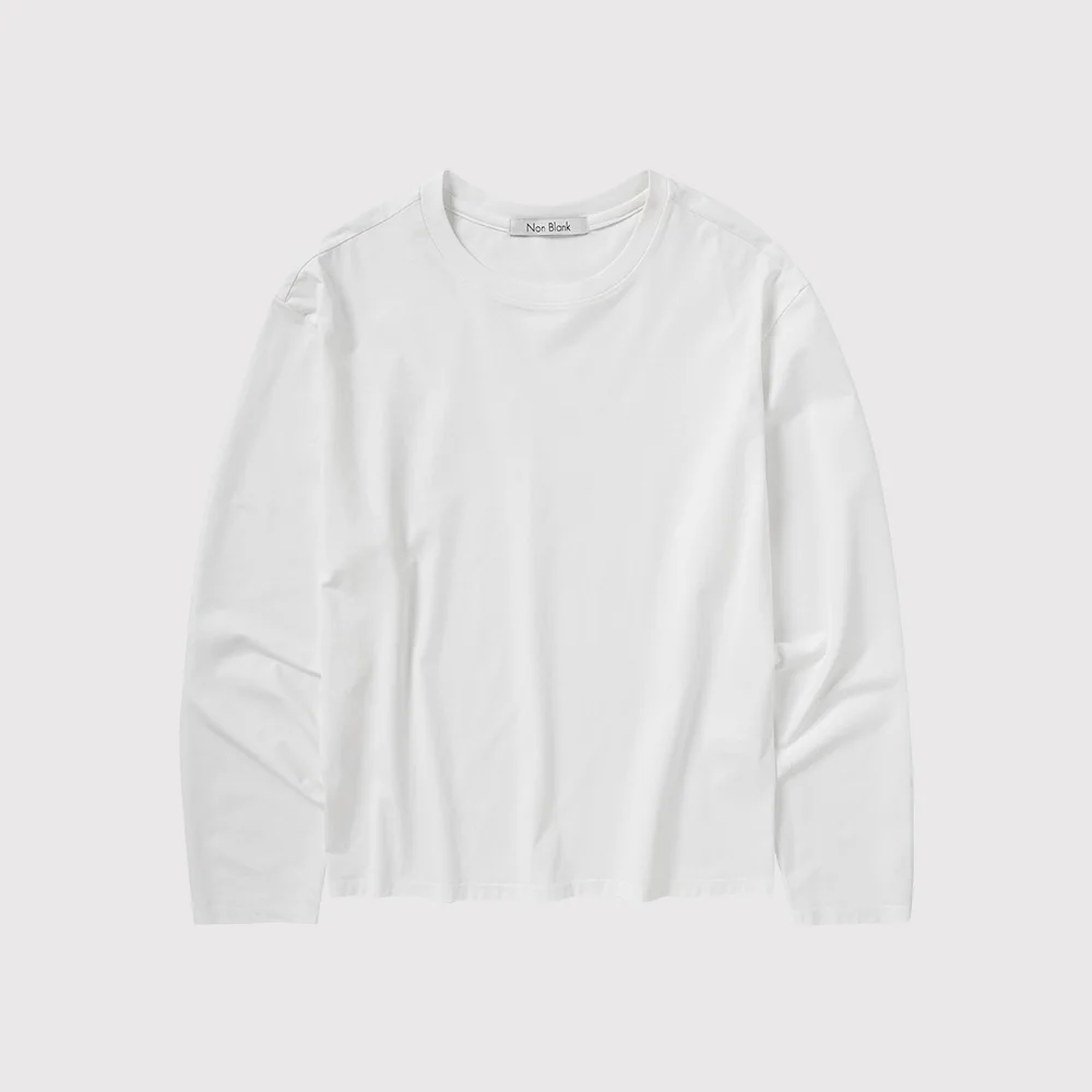 Gija 純棉 短版 LS T恤_WHITE