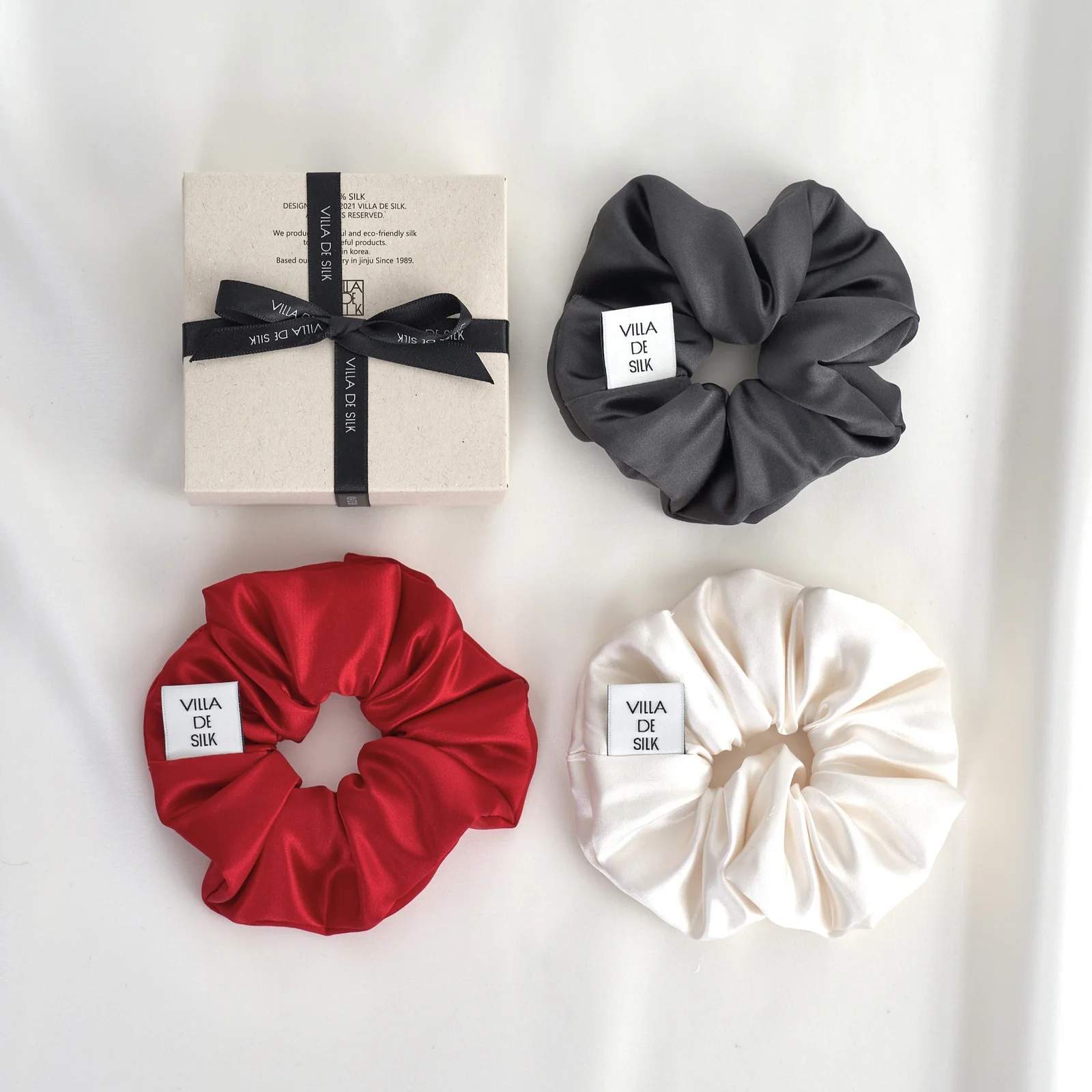 High density 100% silk scrunchie (3colors) 真絲 髮圈