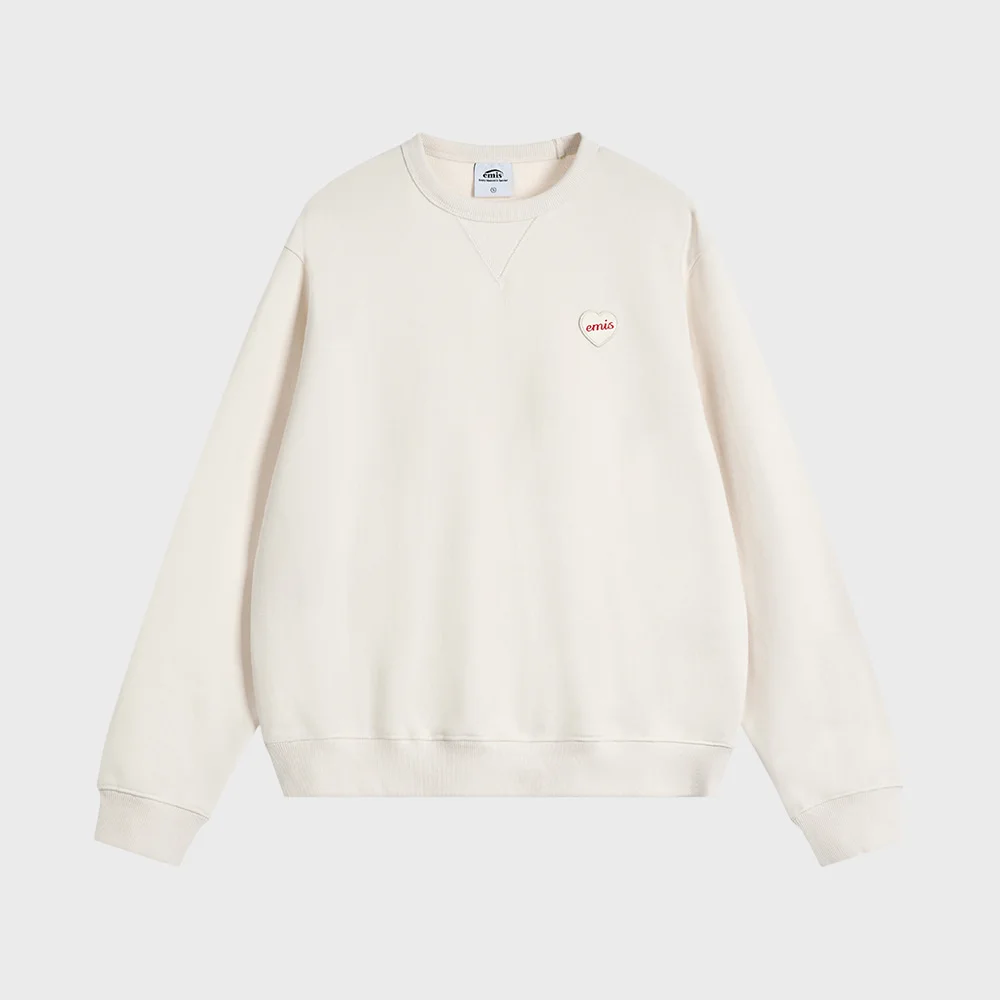 HEART RUBBER PATCH SWEATSHIRT-IVORY