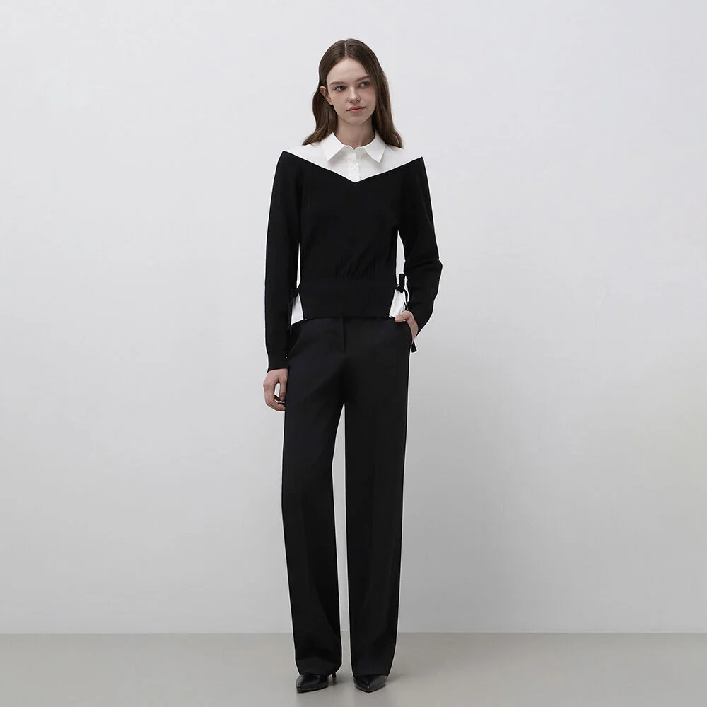it MICHA 直筒 剪裁 正式 褲子 ITQ2YPT550 (BLACK)