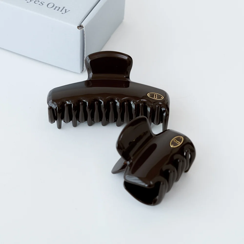 Classy Logo Hair Clip (Deep Brown)