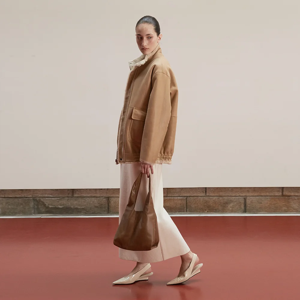 Nappa lambskin Mini Hobo bag_Camel