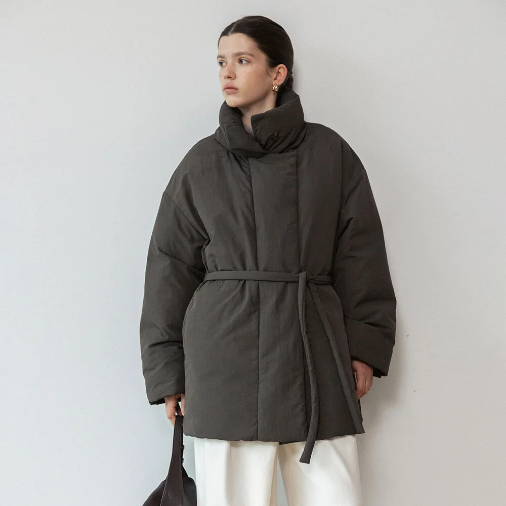 High-neck Belted Down Coat SD5WM418_2color