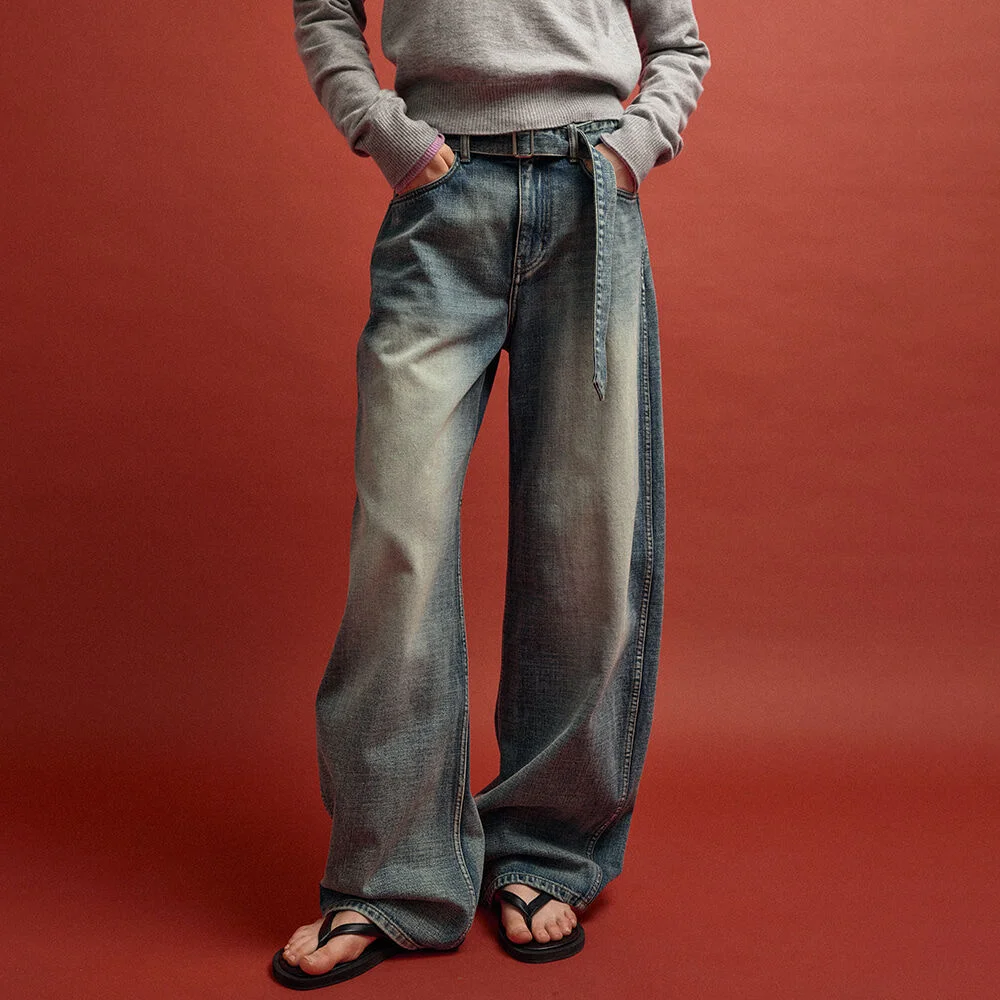 束帶 圓領 牛仔_brushed indigo